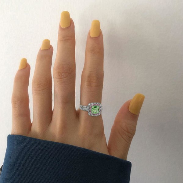 Kvinner Ring Square Cubic Zirconia smykker Shining Rhinestones Finger Ring For Wedding White US 10