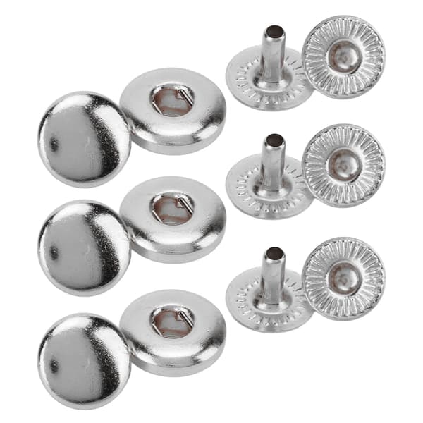 200-set tryckknappar 8 mm stark koppar utsökt glans allmänt använda läderknappar för kläder, väskor, läder, silver