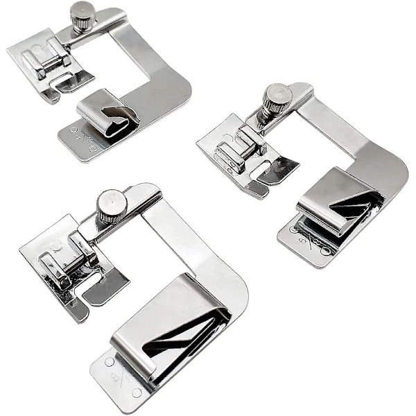 3 Pack rullattu leveä helma paininjalat säädettävät matalavartiset ompelukoneen jalat