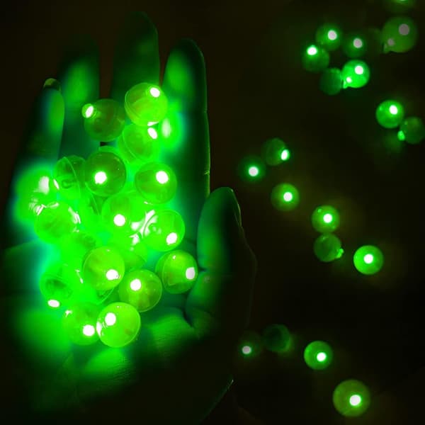 50 stk grønn LED ballongbelysning, runde LED-klodelamper, mic