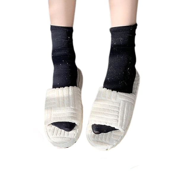 Naisten Talvi Lämmin Fluff Slip On Tossut Litteät Sliders Kengät White 43