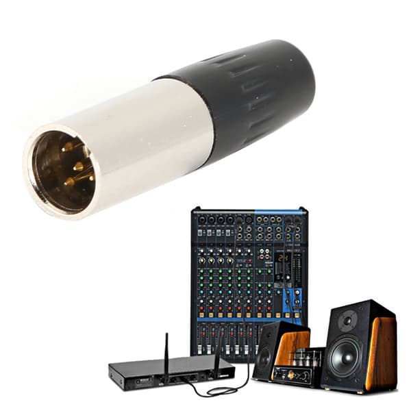 5 stk. 4-pinners XLR hannmikrofonkabeladapter MIC-lydplugg