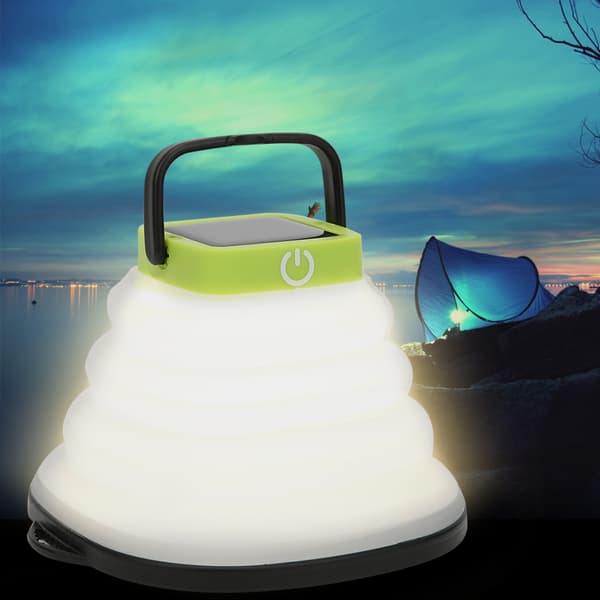 Indendørs Nat LED Lys Udendørs Camping Fleksibel IP65 Solcellelampe 3 Niveauer Dæmpbart Lys Sort Ramme
