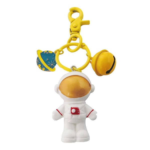 Søt Astronaut Dukke Nøkkelring Bell Nøkkelringer Hengende Nøkkelring Ornament For Bilveske (gul) Yellow