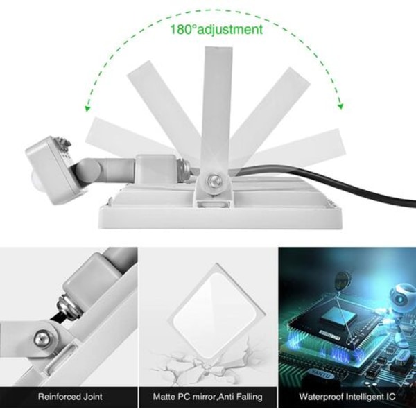 10W bevægelsessensor LED oversvømmelseslys, IP65 vandtæt udendørslys, 6000-6500K køligt hvidt sikkerhedslys, udendørs LED Fl