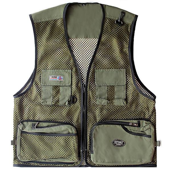 Summer Mesh Vest -valokuvausliivi Kalastusliivi Miesten ja Naisten Outdoor Cargo Wear Monitaskuinen liivi Military green XXL