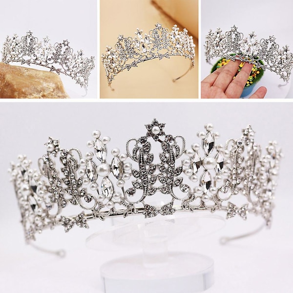 Pearl Bridal Crown Legering Strass Bröllop Huvud Smycken Foto Håraccessoarer