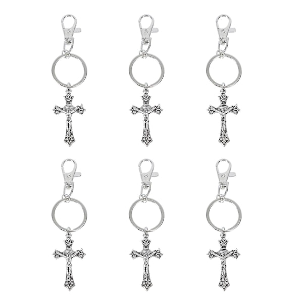 6 kpl Iron Hopearisti Avaimenperä Avaimen Ornament Christian Gift Herkkä lisävaruste