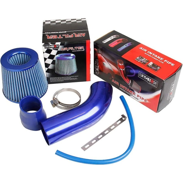 Universalt kaldluftinntaksfilter,universalt sportsluftfilter luftkjølesett,billuftinntaksfiltersystem for bil (blå)