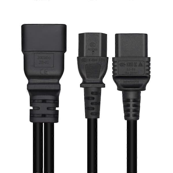 C20 til C13+C19 Y-splitter strømkabel, 250V IEC 320, enkel IEC 320 C20 hann