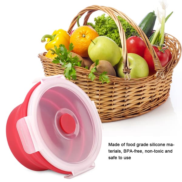 Hopfällbar Silikon Bento Box 350ml Röd