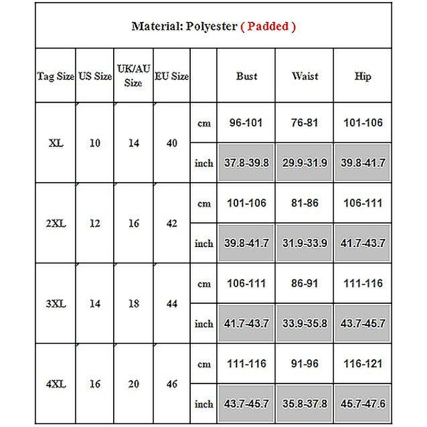 Naisten set Push Up Bra Pehmustettu uimapuku plus koko 2XL