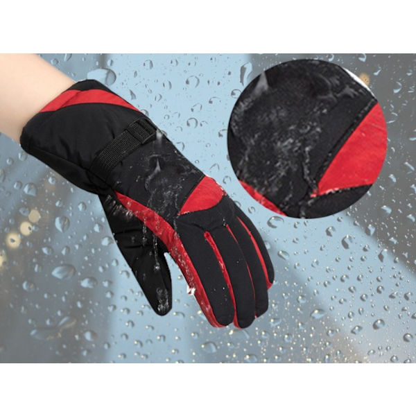 Vinterskidhandskar för vuxna Vindtäta, Vattentäta, Anti-Kall, Halkfria, Plus Velvet, Värmeisolering, Warm Touch, Armband, Ridhandskar, Grönröd