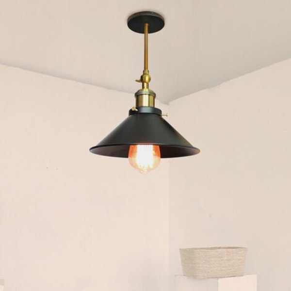 Set med 2 Retro industriell taklampa Paraplyhatt i metallstil 22 cm taklampa, lampvägglampa E