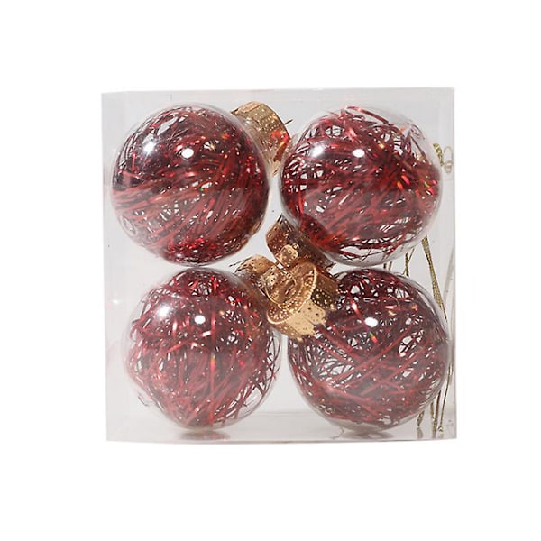 9st julboll Transparent julgransprydnader Red