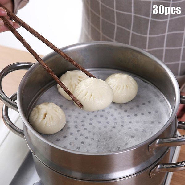2 X 30 st Kök Engångs-Non-stick ångbåt Bun Paper Dumplings Pad Matlagningsverktyg