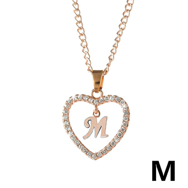 Letter Halskjede 26 Letter Zircon Heart Halskjede Smykker Love Pendant Halskjede
