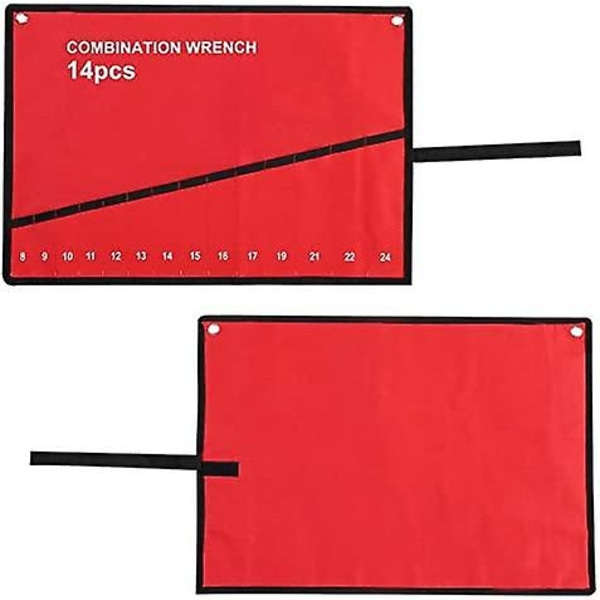 Multi Pocket Roll Up verktygsnyckel, verktygsförvaringsväska för verktygsväskor, påse Justerbar skiftnyckelpåse organizer (14 fickor)
