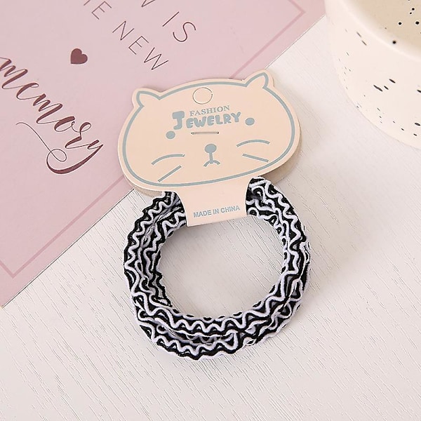 3st Svart Vit Hårrep Färgmatchning Enkelhet Hög Elasticitet Armband Hästsvanshållare Hår Figure 8 Black And White