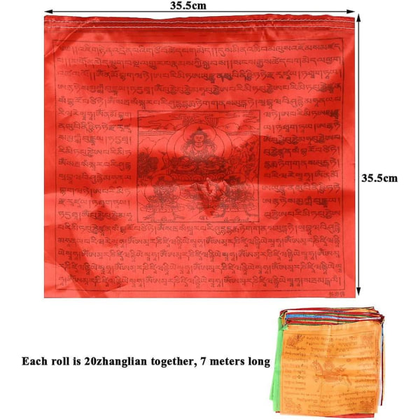 Havedekorative 2 stk 7m buddhistiske bønflagstrenge tibetanske buddhistiske vimpler (35,5 X 35,5 cm) Udendørs dekoration