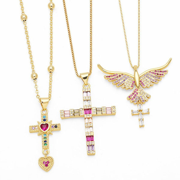 Kaulakoru Vintage Zircon Cross Muotikorut Ac9126 A