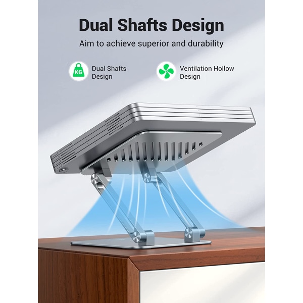 Tabletstativ til skrivebord Dobbeltstangsstativ Aluminium Tabletholder Justerbar base Multi-Angle Riser Hjemmekontortilbehør