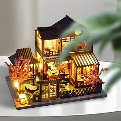 3D Træhus Puslespil, LED Lys Villa Samlemodel DIY Håndværksindretning