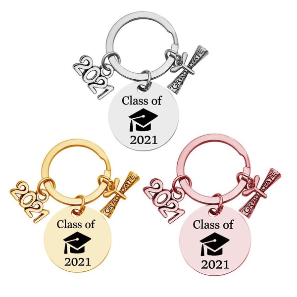 3 stk Creative 2021 nøglering College eksamensgaver Class Of 2021 nøgleringe