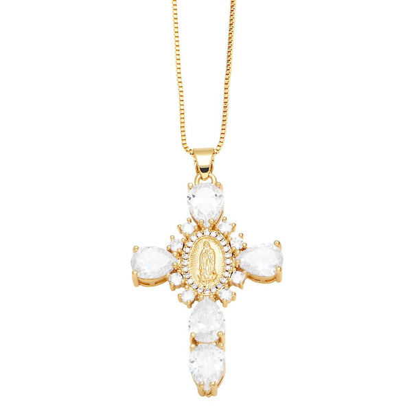 Kaulakoru Vintage Zircon Cross Muotikorut Ac8894 Pink