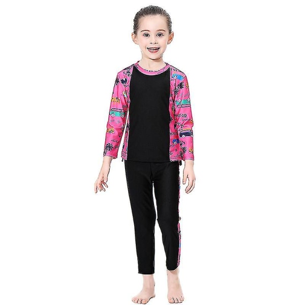 3kpl Lasten Tytöt Muslim Modest Uimapuku Burkini Islamic Swimwear Rantaasut Black 9-10 Years
