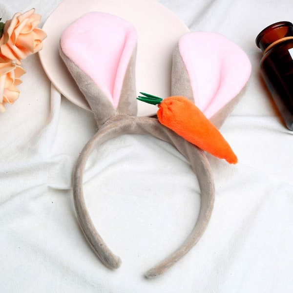 Kaninører pandebånd med gulerodskostume Cosplay dekoration til udflugtsfest White