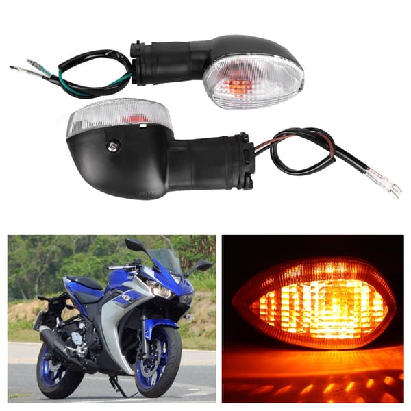 2 stk. Motorcykel Blinklys Lampe Til YAMAHA R1 Tilbehør Sort Hvid