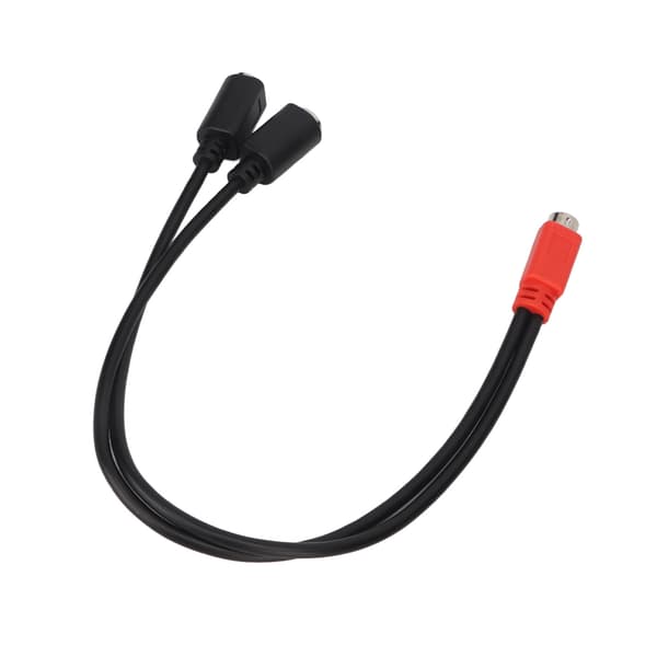 MINI DIN 6 Pin Han til 2 Hun Y Splitter Kabel Rød Sort 0,3 m