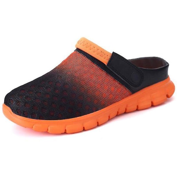 Menn Dame Tøfler Tresko Mules Sandaler Flip Flop Sko Black Orange 40