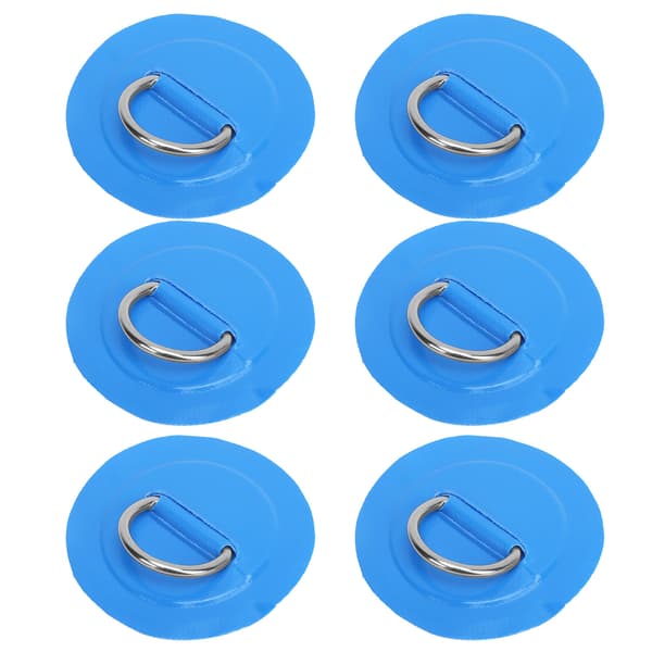 6 stk Oppblåsbar Båt D Ring Patch PVC Slitesterk Marine Rustfritt Stål Fast Spenne Blå