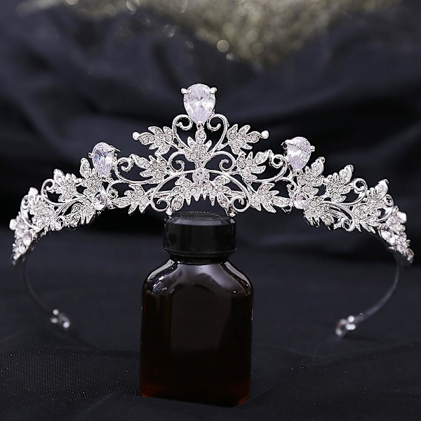 Kruunukorut morsiamen hääasusteet Yksinkertainen metalliseos Timantti morsiusmekko Korut Täysin sopiva Thick Silver White Zirconium