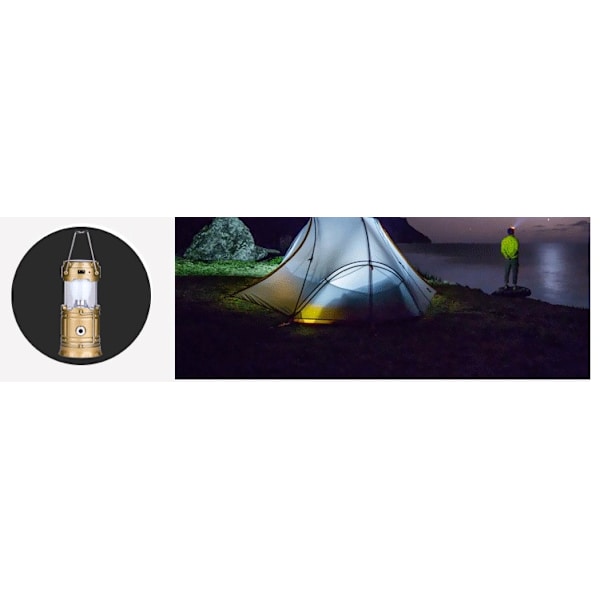Campinglampa, multifunktionell bärbar utomhuslampa (guld)