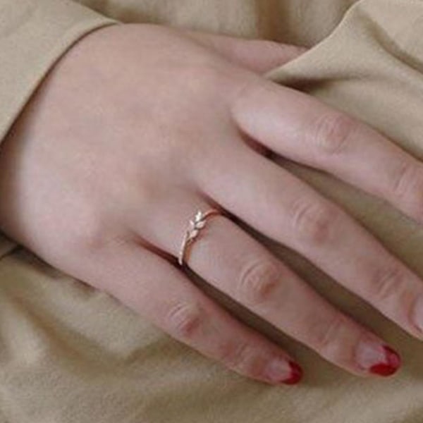 Dammode Bladform Marquise Cut Cubic Zircon Inlagd Finger Ring Smycken Silver US5