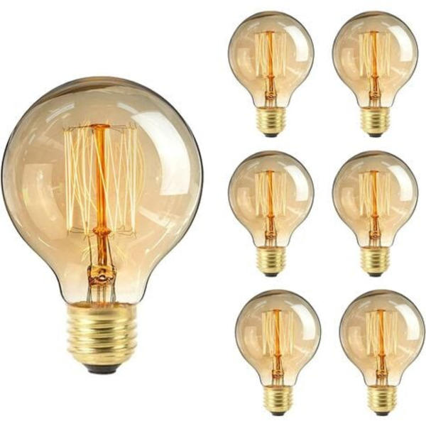Edison Vintage Glödlampa, YOUDIAN Dimbara Vintage Glödlampor 40W E27 Skruv Dekorativa Spiral Glödlampor Mjuk G80