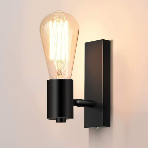 Svart vegglampe 350 grader svingbar svart metall vegglampe Soverom Sengelampe Hotellvei Trapp Vegglampe