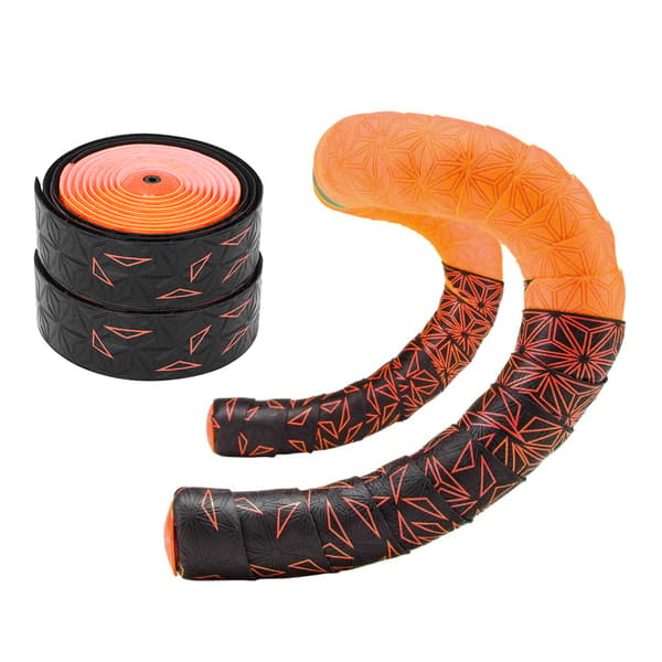 PU landevejscykelstyrbånd, meget elastisk, åndbart, stødsikkert, skridsikkert, sort orange