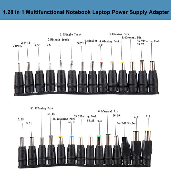28 stk. Universal 5,5 mm DC Laptop Notebook Strømlader Adapterkontakt