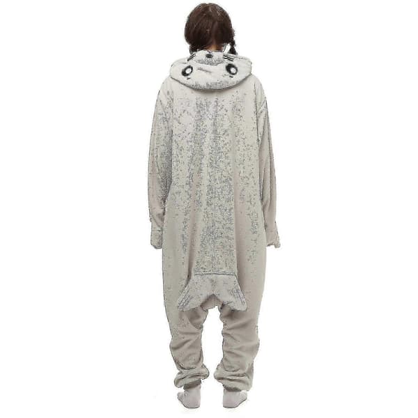 Grå sæl-onesie til voksne - Pyjamaskostume til Halloween Cosplay-fest