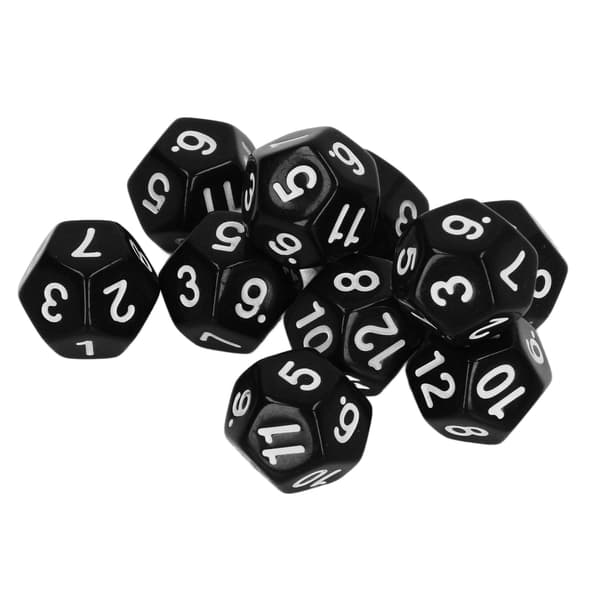 40 stk. 12-sidet polyhedral terningesæt til familiespil, brætspil, pub, klub, sort