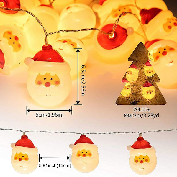 3 Meter Led String Lights Jultomten Julgransdekoration Strängljus För Inomhus Utomhus Fest Bröllop och Semesterdekorationer Varma Ljus Sa