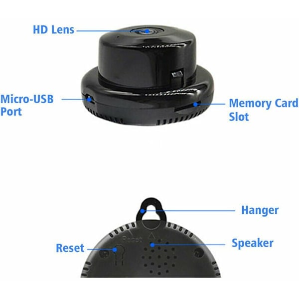 Indendørs/Udendørs Sikkerhedskamera 1080P WiFi Minikamera Videokamera Videokamera 150° Vidvinkel IR Night Vision Motion Detection 64GB udvidet hukommelse