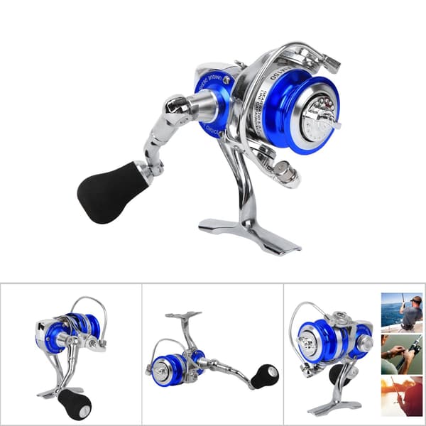 Helt Metall Mini Is Vinter Sten Havsfiske Drag Spinnrulle Blå Silver Utrustning