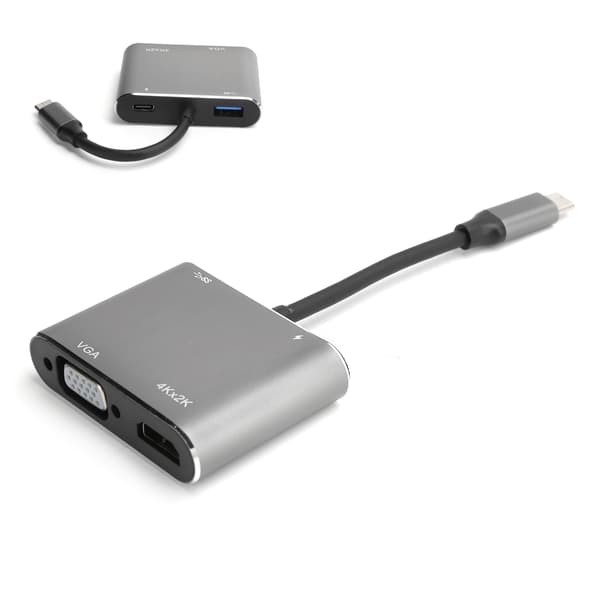 USB C til HDMI VGA USB 3.0 Dockingstasjon 4 i 1 Konverter 4K