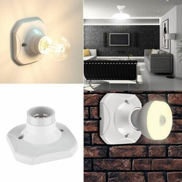 E27 LED-pærefatning, Keramisk E27-fatning og plastiksokkel, E27-vægfatning, Hvid E27-fatning med ring til indgang/loft