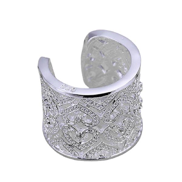 Finger Ring Hollow Justerbar Rhinestones Tiny Open Hearts Ring för dagligt liv